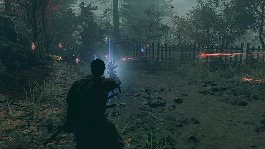 Onimusha Way of the Sword: 京都の中庭で色の異なる魂を吸収する武蔵